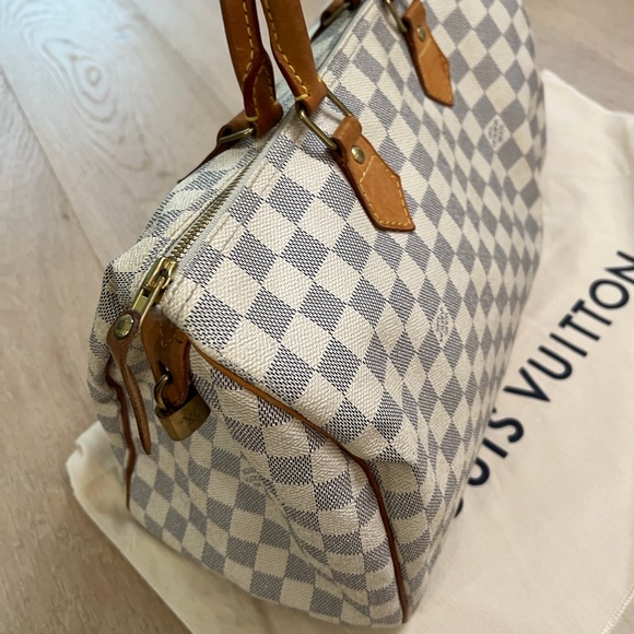 Louis Vuitton Handbags - Louis Vuitton Damier Azur Satchel in White and Light Blue with Tan Leather Trim